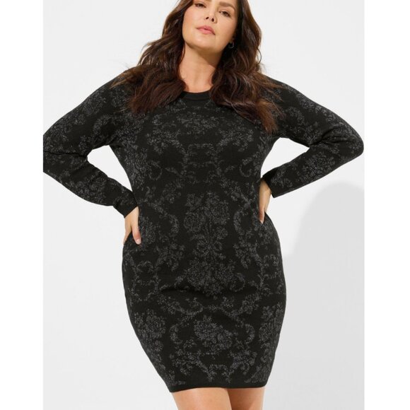 NWT Torrid 3 Black Mini Jacquard Bodycon Dress 3X 22 24 - Picture 2 of 9
